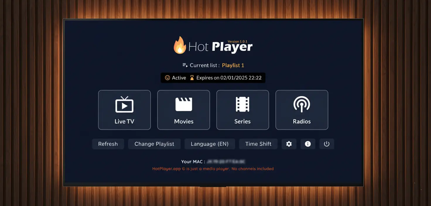 Hot Player home screen